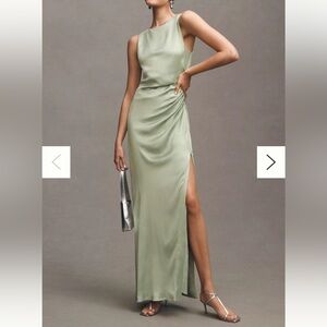 BHLDN Emma High-Neck Satin Maxi Gown